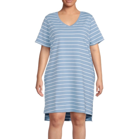 Terra & Sky Dresses & Skirts - Terra & Sky Relaxed Fit Cotton Blend Striped Midi Dress